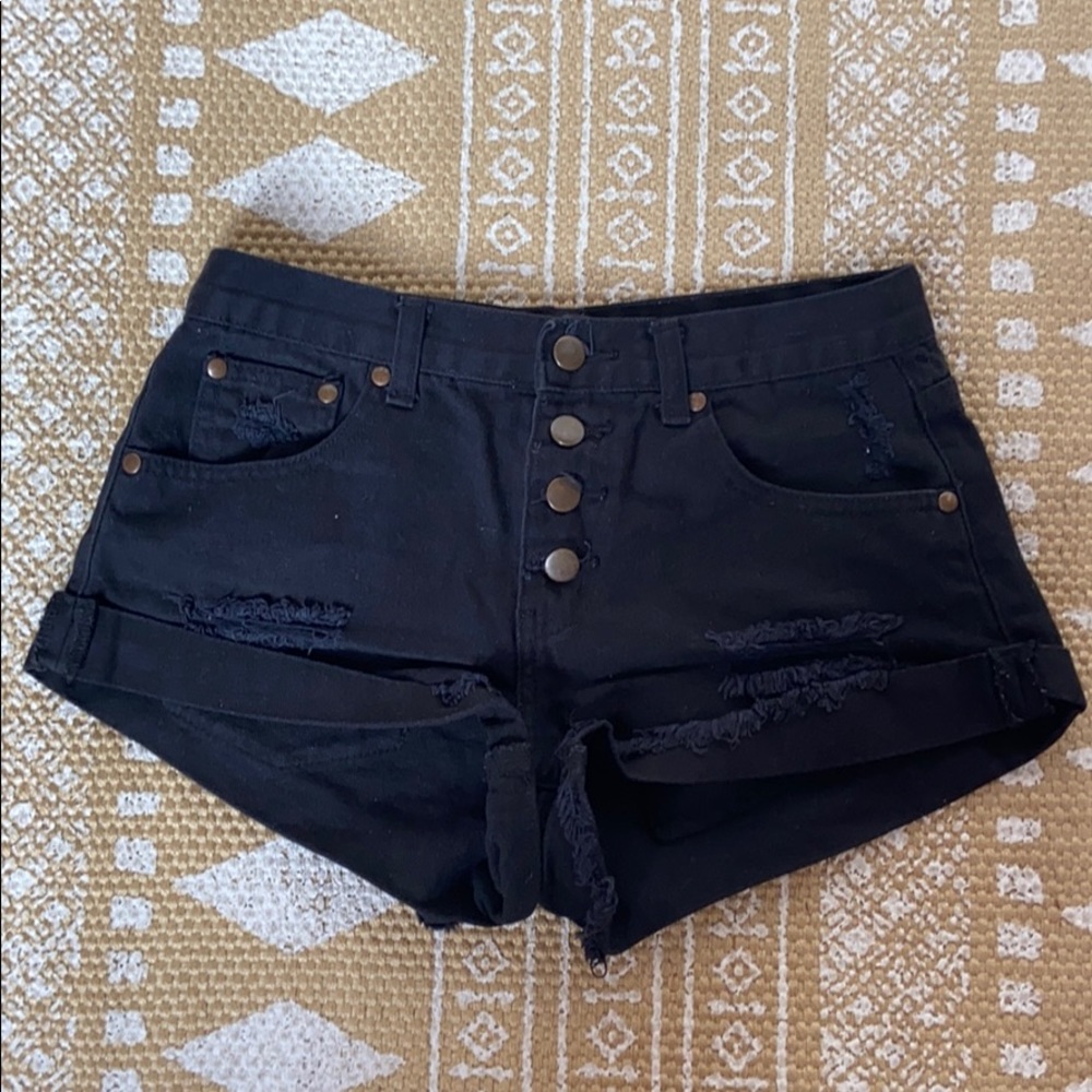 Black Denim Shorts